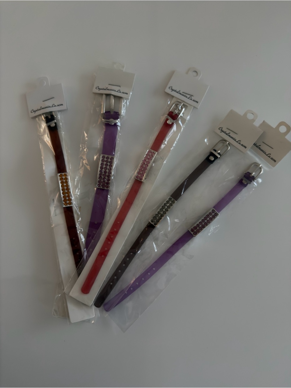 Crystal Accent Leatherette Bracelet Strap - Multiple Colors